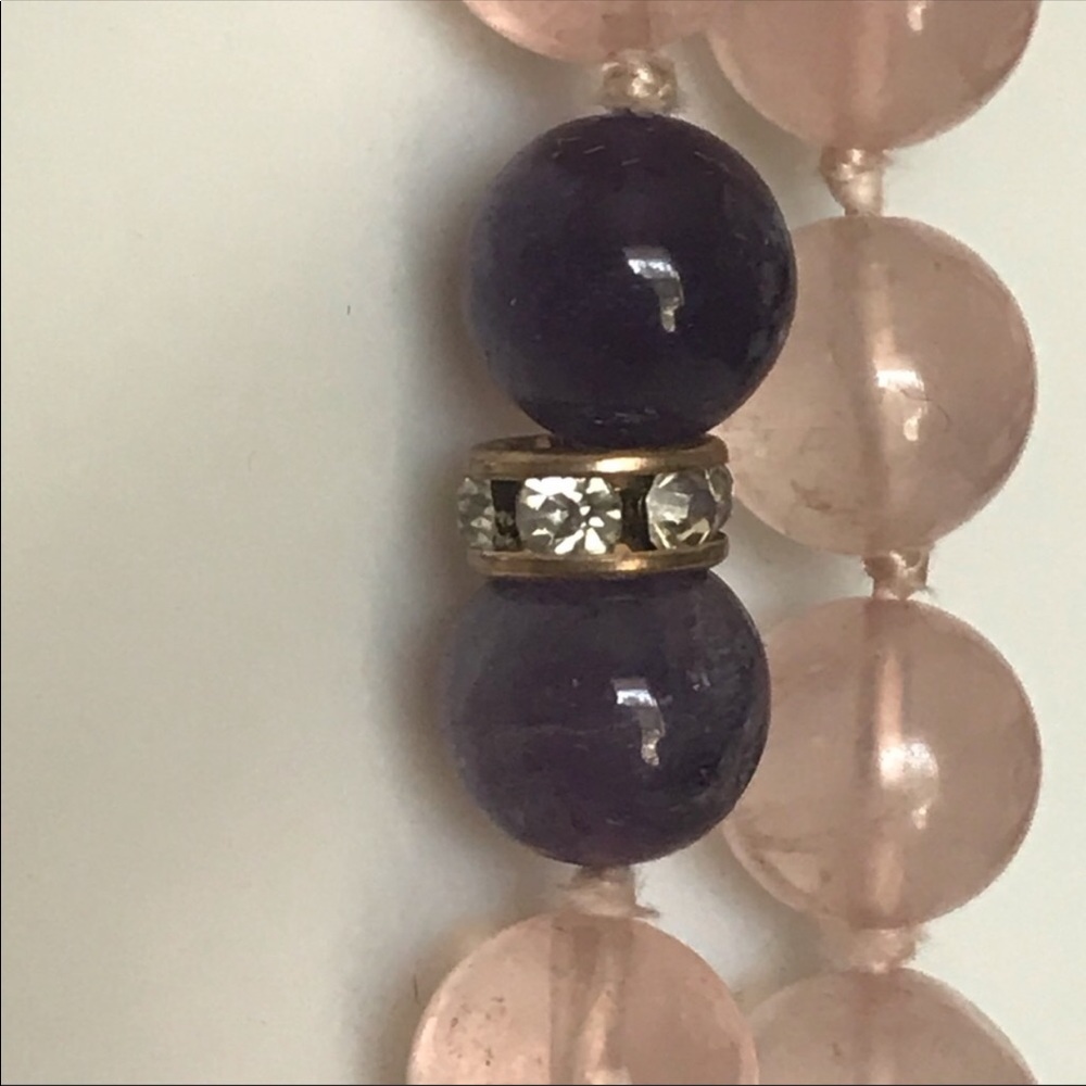 36” Natural Rose Quartz & Amethyst Beaded Necklace - Picture 6 of 7
